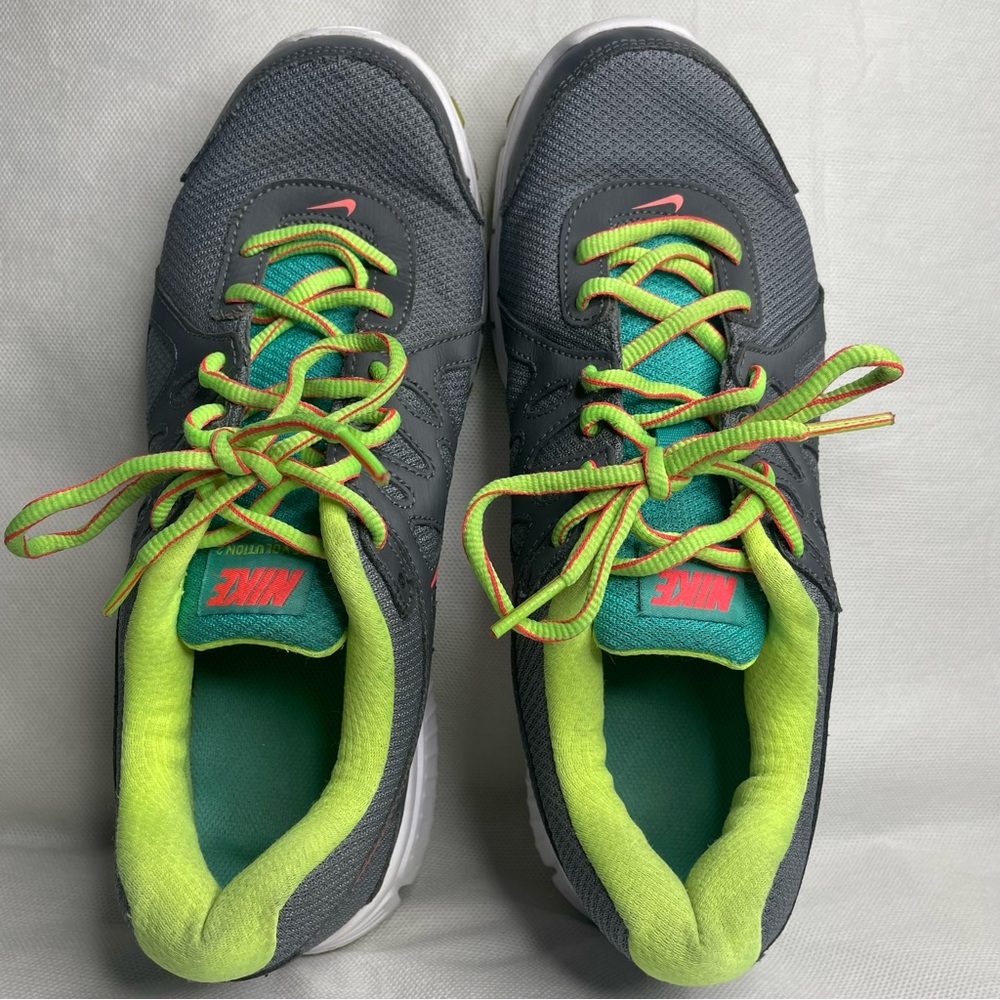 Nike Revolution 2 Running Shoes Womens US Size 9.5 EU 41 Grey Hyper Punch Neon - Picture 10 of 13